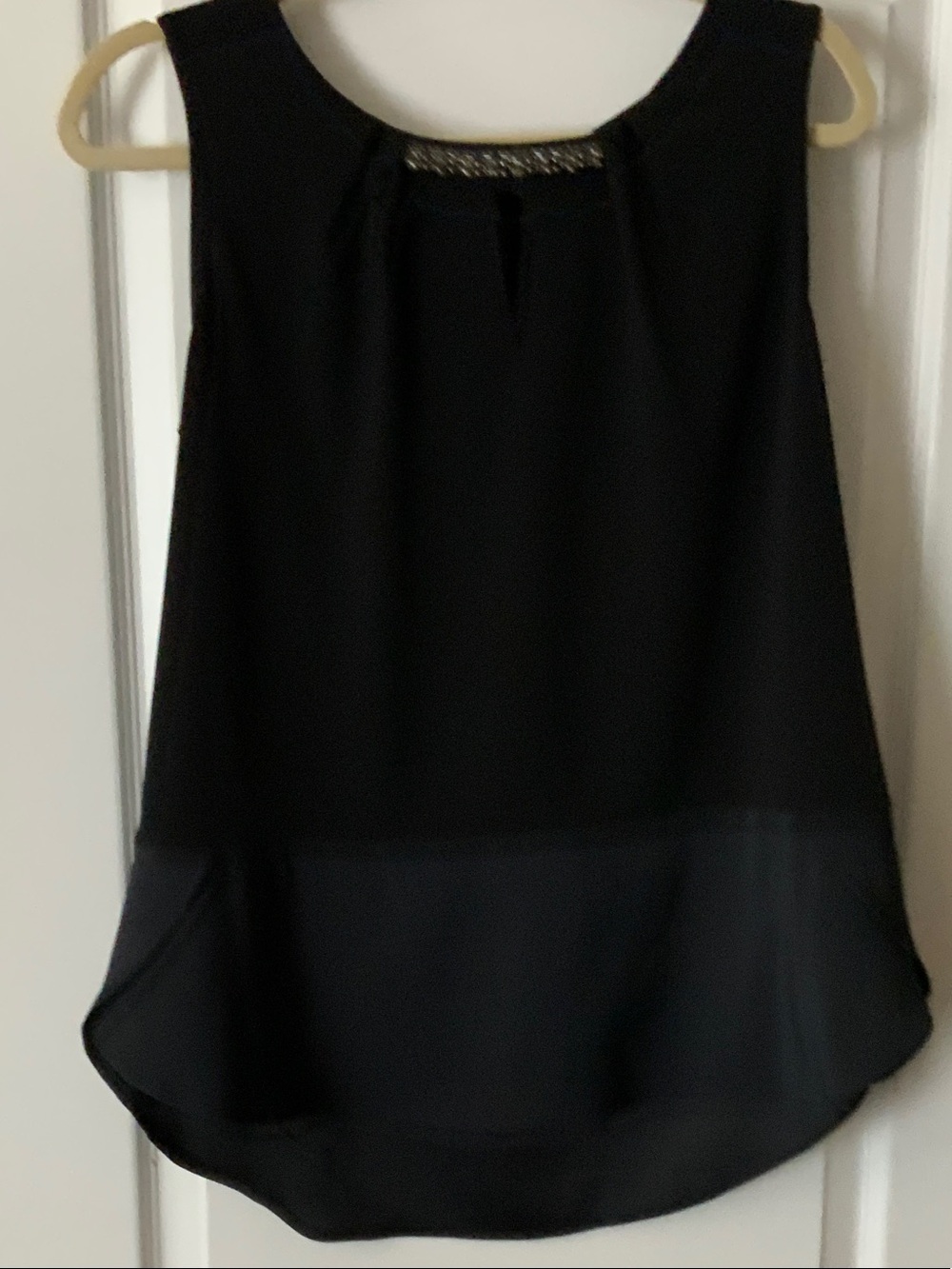 The Limited Black Sleeveless Beaded Neck Blouse